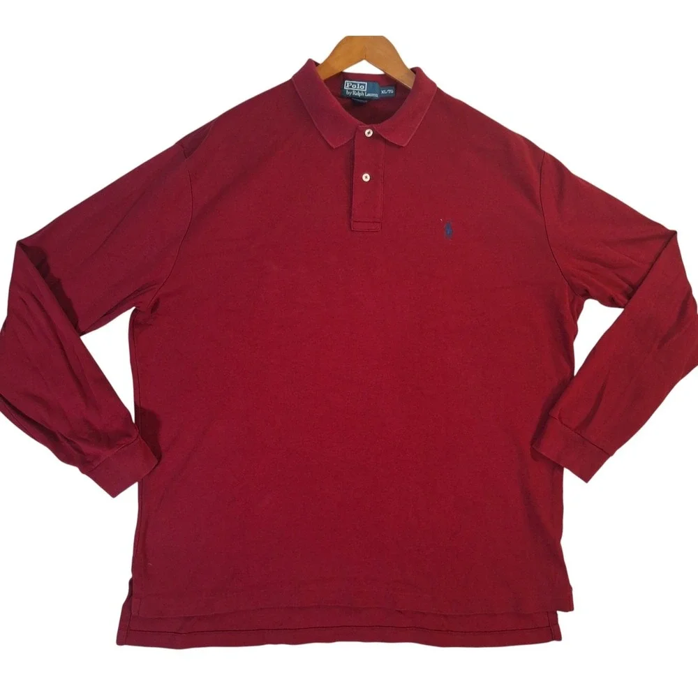 Polo Ralph Lauren‎ Long Sleeve Polo Shirt Men's XL Classic Burgundy Preppy